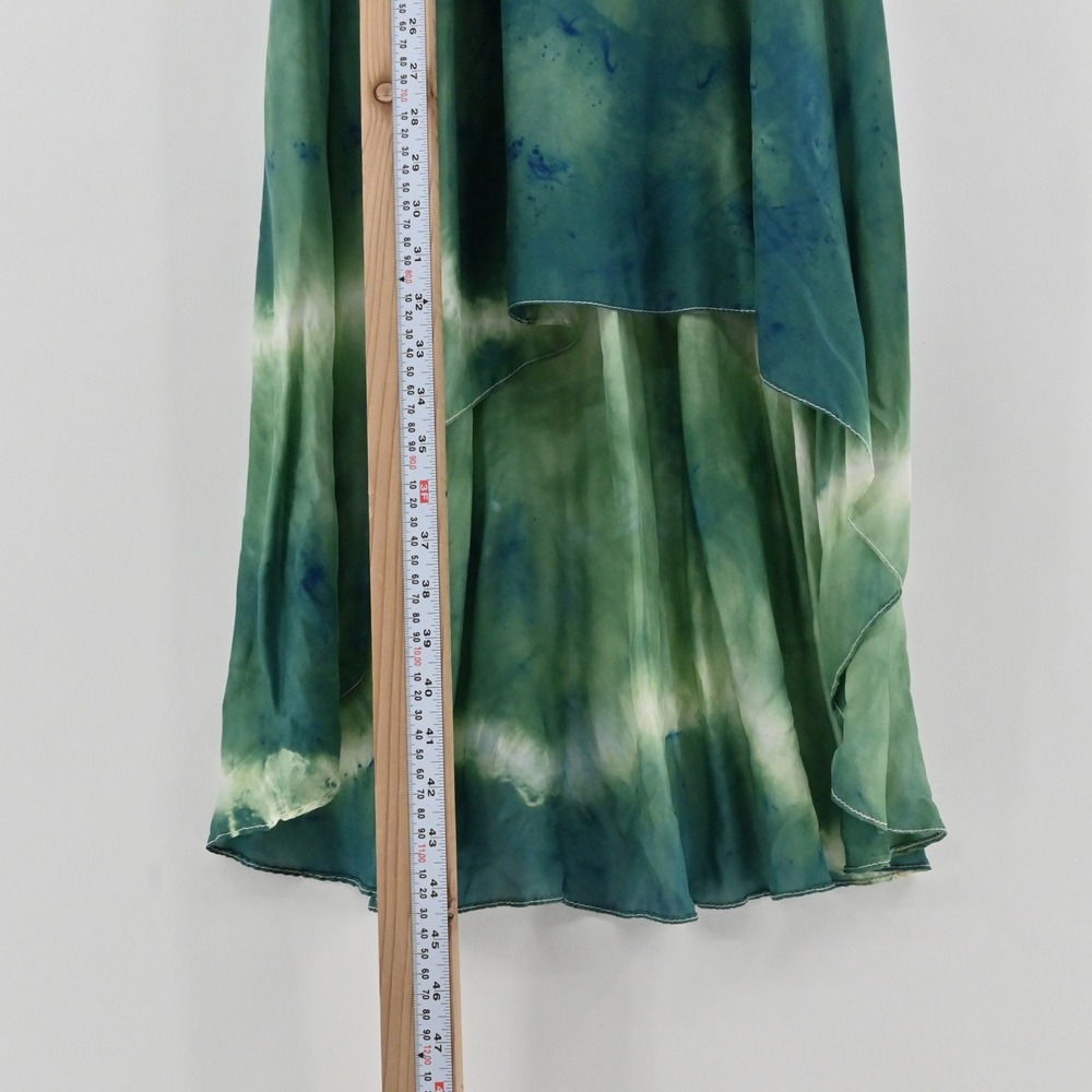 Aum Couture Tie Dye Lotus High Low Dress Womens Size M Green Silk Boho Y2K - Picture 5 of 9